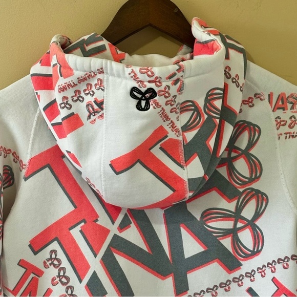 Tna| Aritzia| Fun Y2K White-Pink-Grey Graphic Zip-Up Classic Logo Hoodie Sz S - Picture 6 of 7